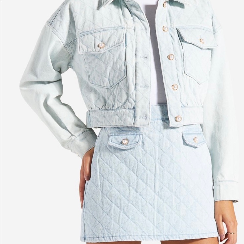 Quilted Denim Bomber and Skirt